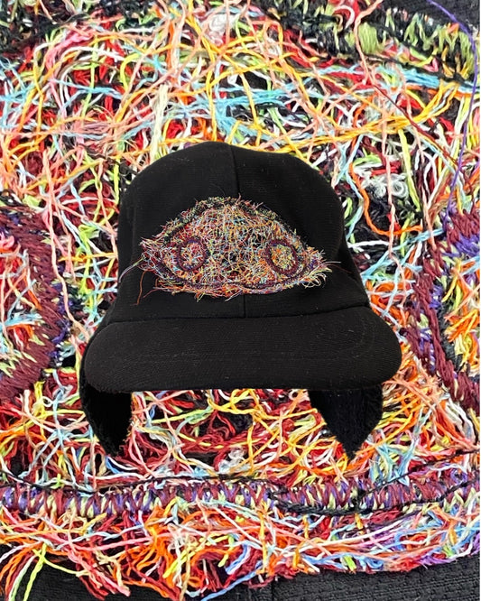 RECYCLED SCRAP THREAD MONSTER FLAPPY HAT